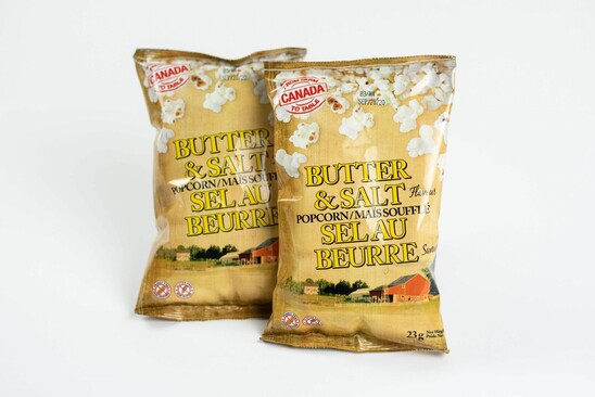 Picture of two bags of popcorn